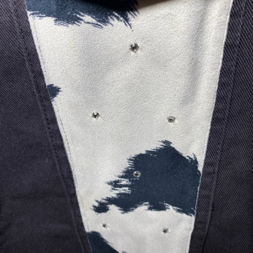 DAVID David vintage coastal cowgirl denim rhinestone cow print oversized jacket - Picture 5 of 13